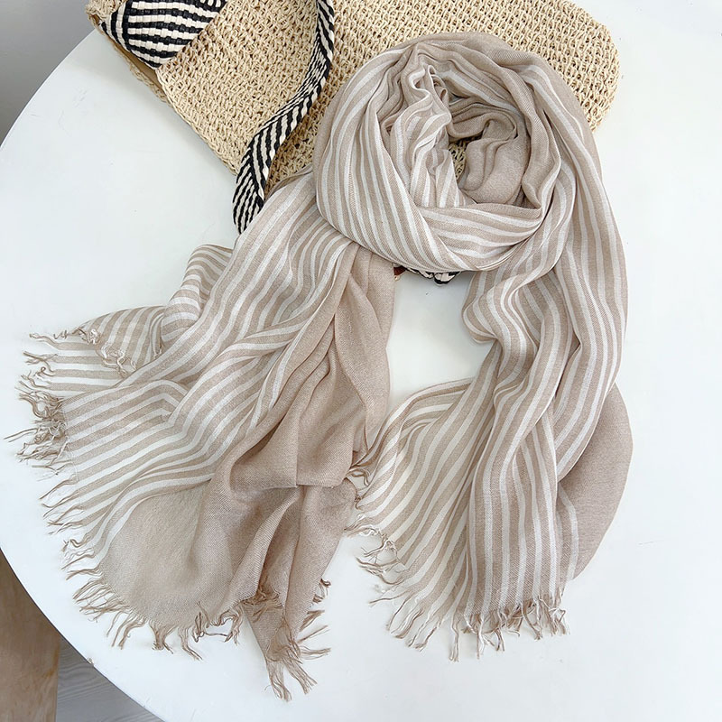 Bufanda a rayas Modal para hombres y mujeres, mantiene el calor, suave, amigable con la piel, Otoño e Invierno: Caqui