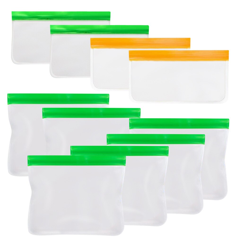 10pcs Thicken PEVA Food Storage Reusable Silicone Fresh Bags Moistureproof Refrigerator Sealed Bag Ziplock Kitchen Organizer: E