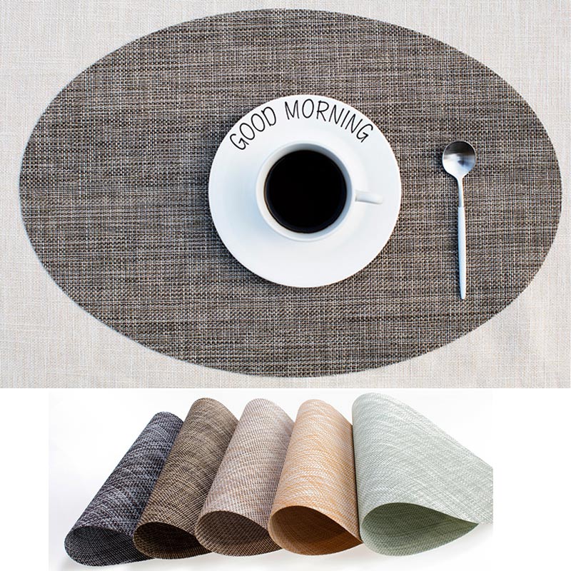 45*30cm Table Mat PVC Elliptical Non-Slip Placemat Heat Insulation Pads Kitchen Restaurant Bowl Plate Cup Pad AI
