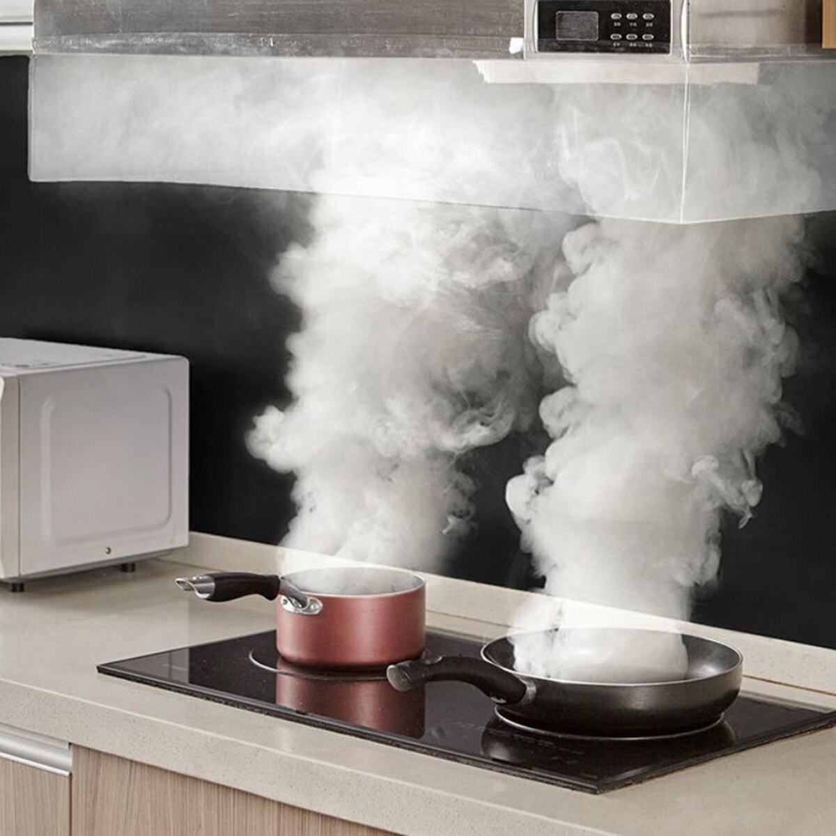 2M Transparent Range Hood Baffle Smoke Cover Cooktop High Temperature Resistant Self-adhesive Oil Shield