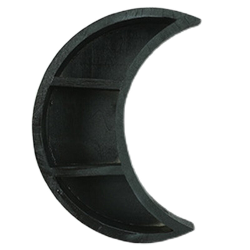 Estante de almacenamiento con forma de Luna para decoración del hogar, estantería de madera rústica montada en la pared, colgante, para exhibición de fotos, 3/5 Uds.: 2