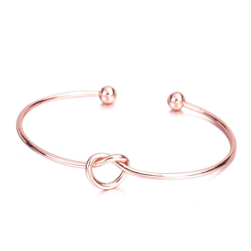 Knoten Manschette Armbänder & Armreifen Für Frauen Männer Charme Herz Schmuck Rose Gold Silber Farbe Paar Armbinde Armreif liebe: Rose Gold