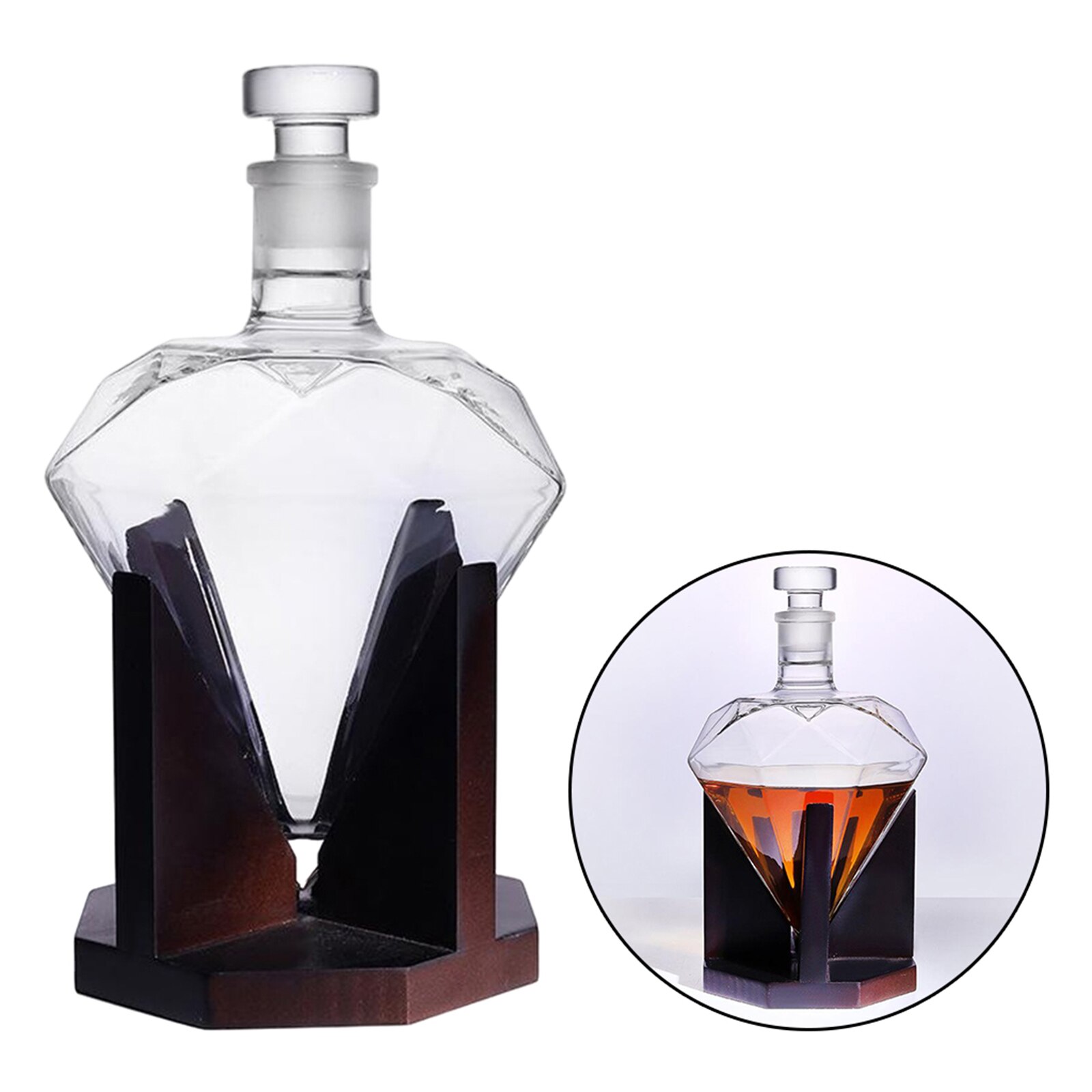 Heart Shape Glass Diamond Wine Decanter Vodka Wine Liquor Bourbon Wine Pourer Cocktail Glass Whisky Dispenser Bottle Bar Set
