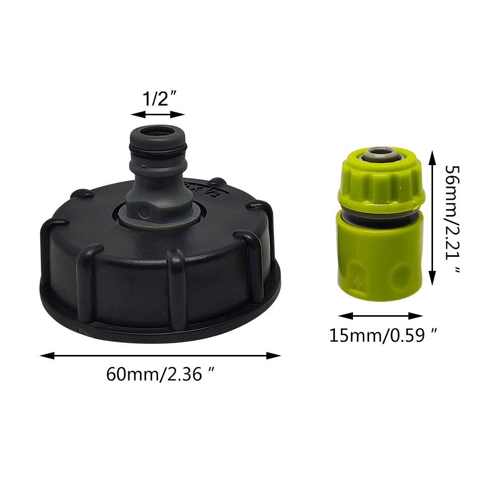 1000L IBC Tank Adapter Plastic IBC Tote Tank Connector Fitting Ton Barrel Accessories Black