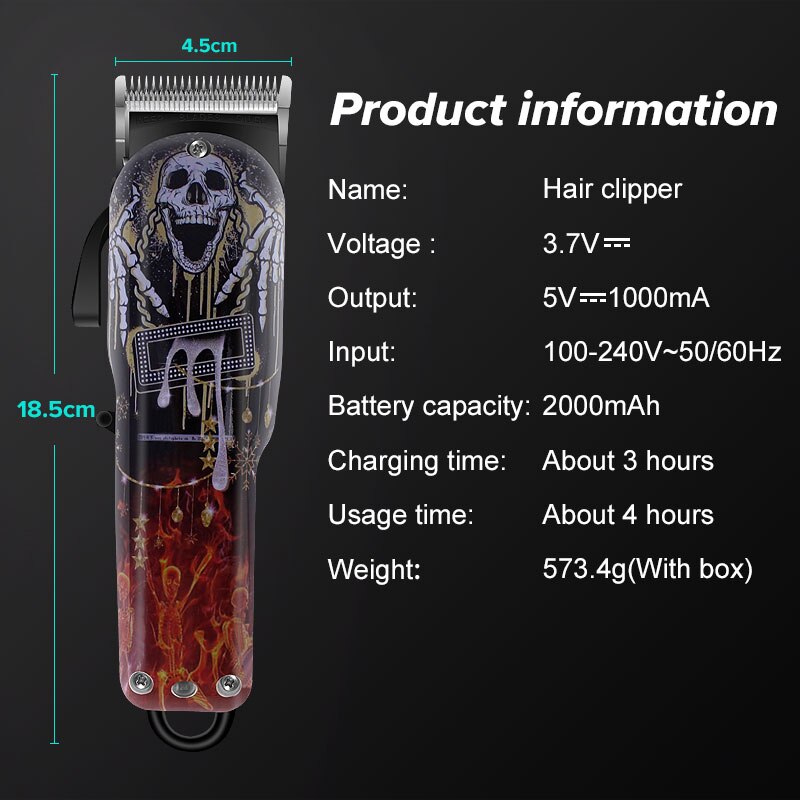 Kit de corte de pelo inalámbrico para hombre, máquina para cortar el pelo sin cables, recargable, para barbería, gran potencia