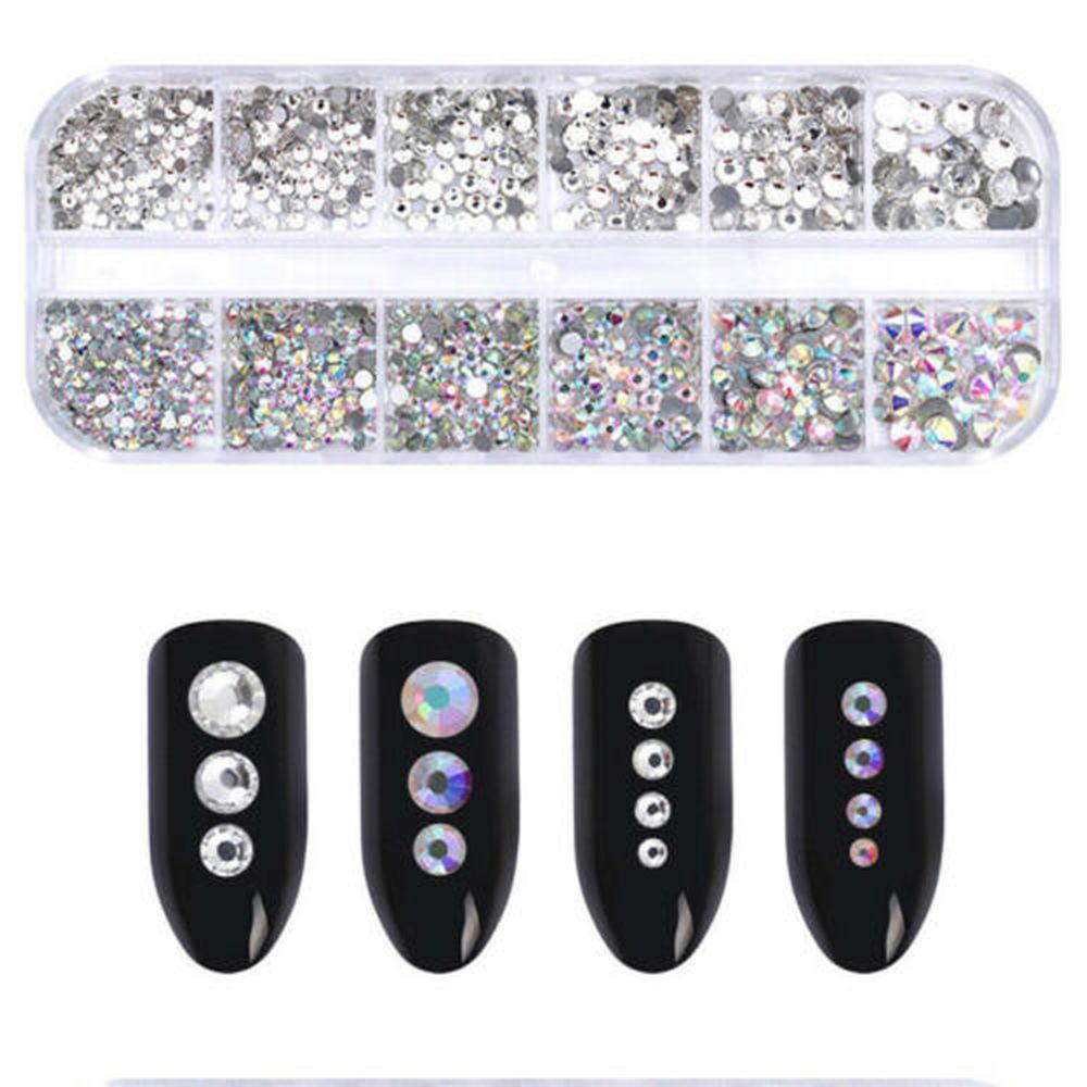 1 Box Crystal Rhinestone 3D Glitter Glass Gems Nail Art Decor nail art decorations: Default Title