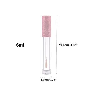 Tube vide pour Gloss à lèvres 6ml avec capuchon rose pailleté, bouteille en plastique pour Gloss à lèvres, flacon d'échantillon, conteneur de cosmétiques, outil de maquillage de beauté 1 pièce