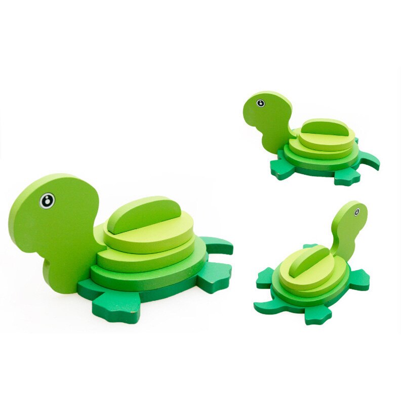 Giocattoli per bambini Puzzle 3D in legno cartone animato modello animale blocchi per bambini giocattoli educativi precoci per giochi per bambini: Turtle