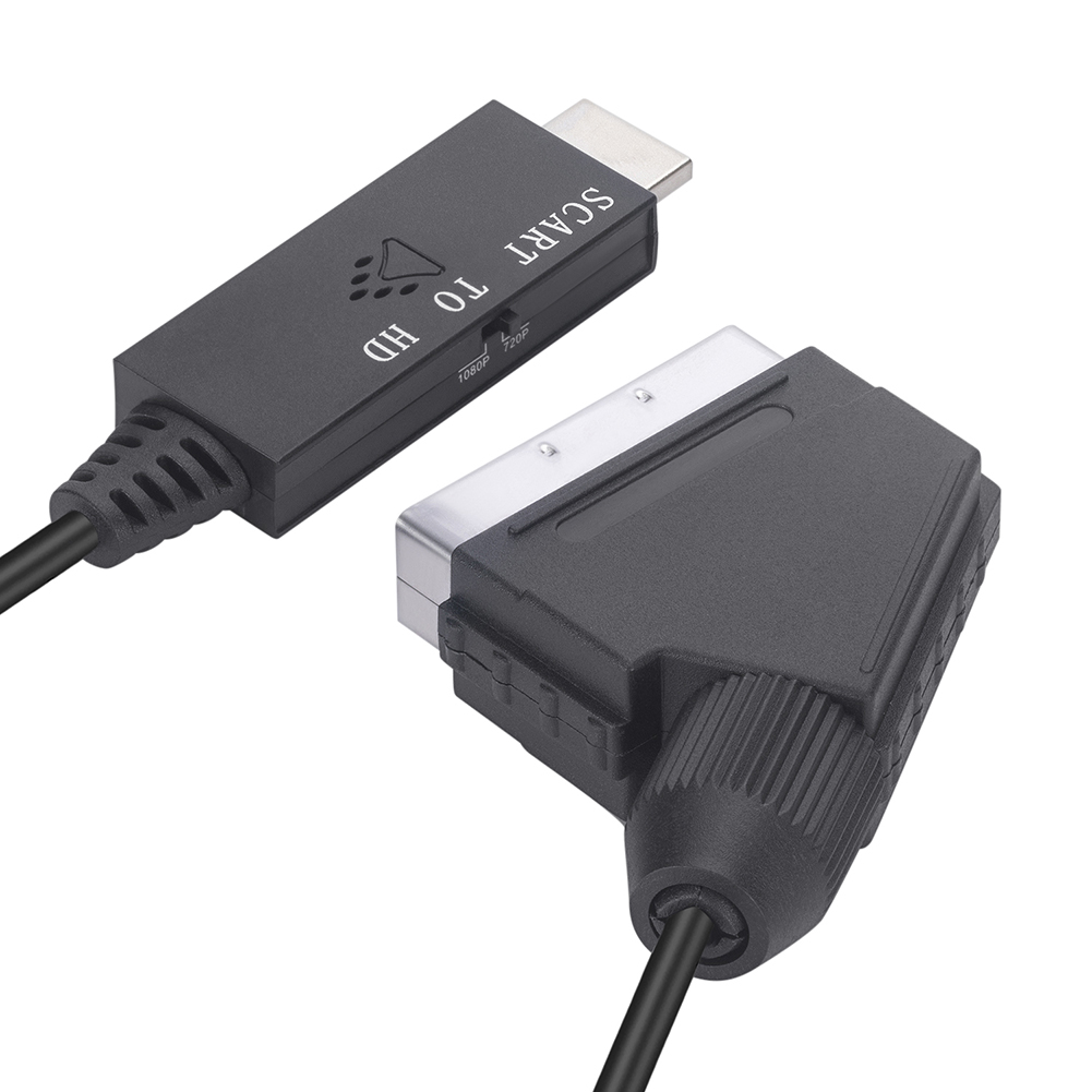 HD 1080P Scart naar HDMI-compatibele converteradapter Scart mannelijk naar HDMI vrouwelijk audio-video-adapter met USB-kabel voor HDTV/DVD/PC