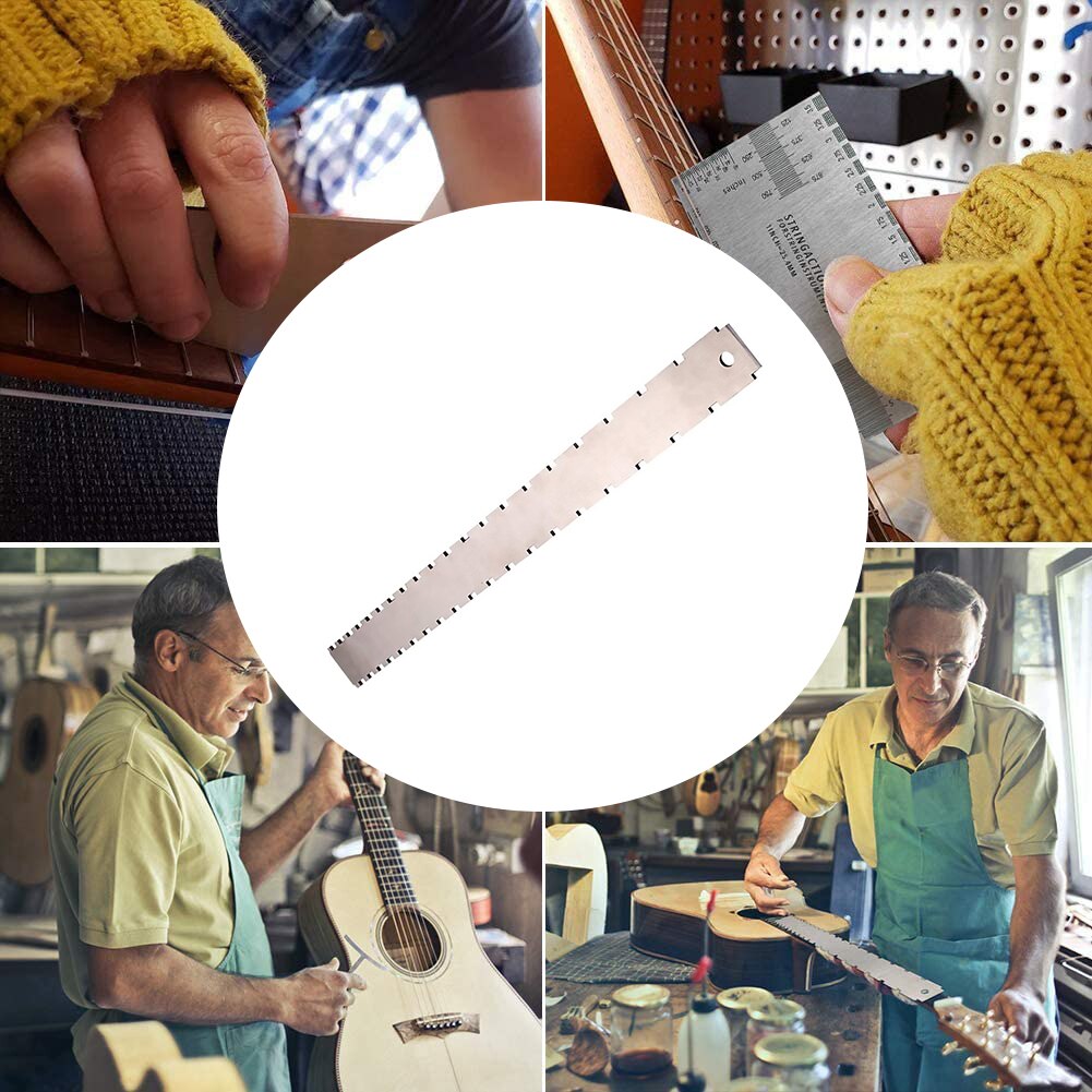 Guitar Neck Notched Straight Edge Ruler Stainless Steel Guitar Bass Fret Leveling Ruler Fret Rocker Guitar Level Luthier Tool