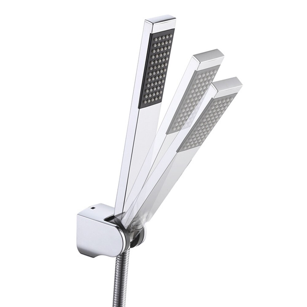 Handheld Brass Square Shower Head Set Home Modern Hotel Accessories With Hose And Holder Easy Install Wall Mounted Bathroom: Chrome Plated