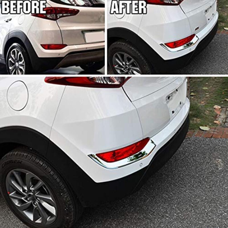 Für Hyundai Tucson Chrom Stoßstange Hinten Reflektor Nebel Licht Lampe Abdeckung Streifen Lünette Molding Garnieren Deckel Auto Styling