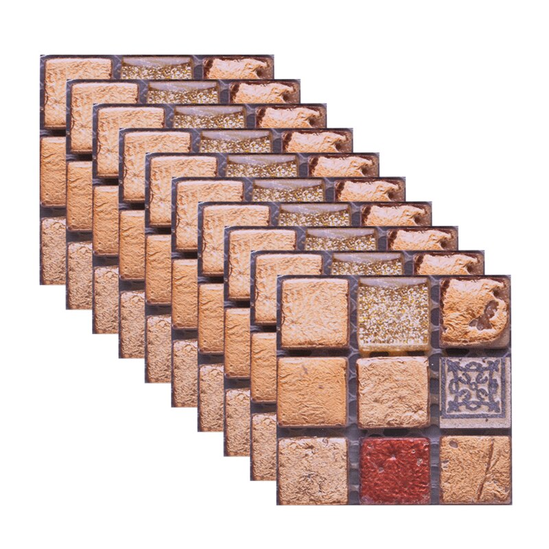 Autocollants muraux en mosaïque, 10 pièces, 10x10cm, autocollant pour peler et coller, rétro-adhésif, pour bricolage, cuisine, salle de bain, décoration murale de la maison: B15