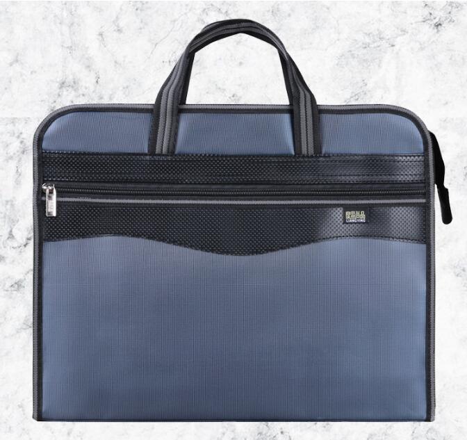 File Bag Canvas A4 Zipper Tote Bag Men's Office Briefcase Waterproof Information Bag Large Capacity