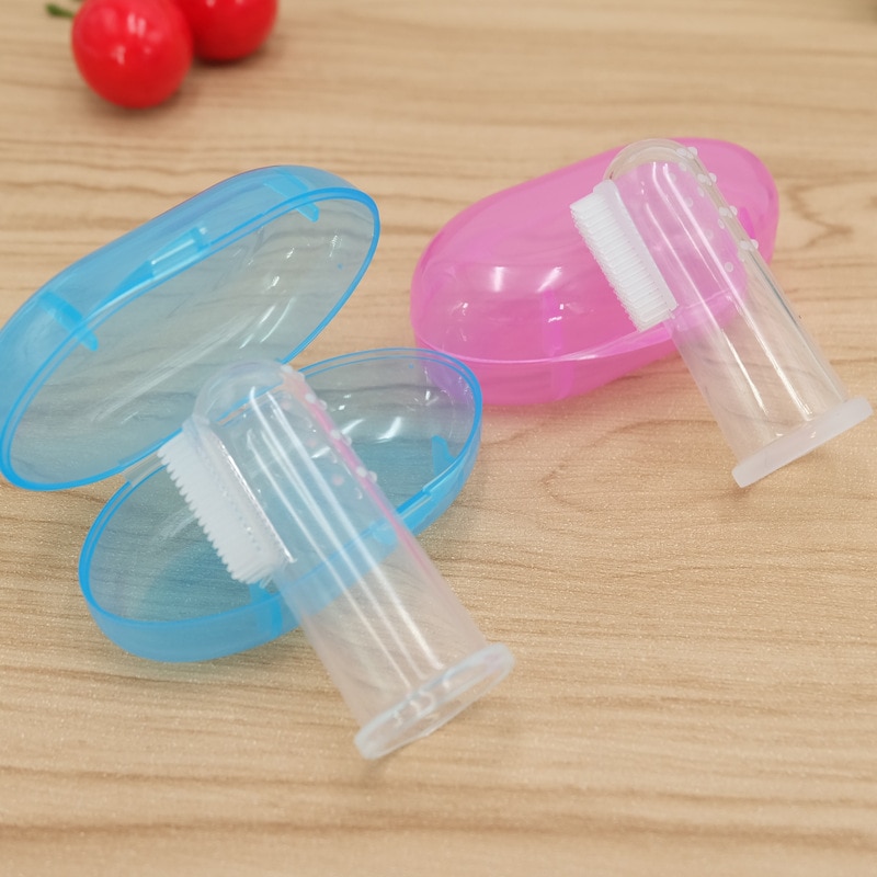 1 einstellen Weiche Baby Finger Zahnbürste und Kasten Silikon Baby Pinsel Zähne Reinigung Hygiene Pinsel Kleinkind Zahn Pinsel für neugeborenen