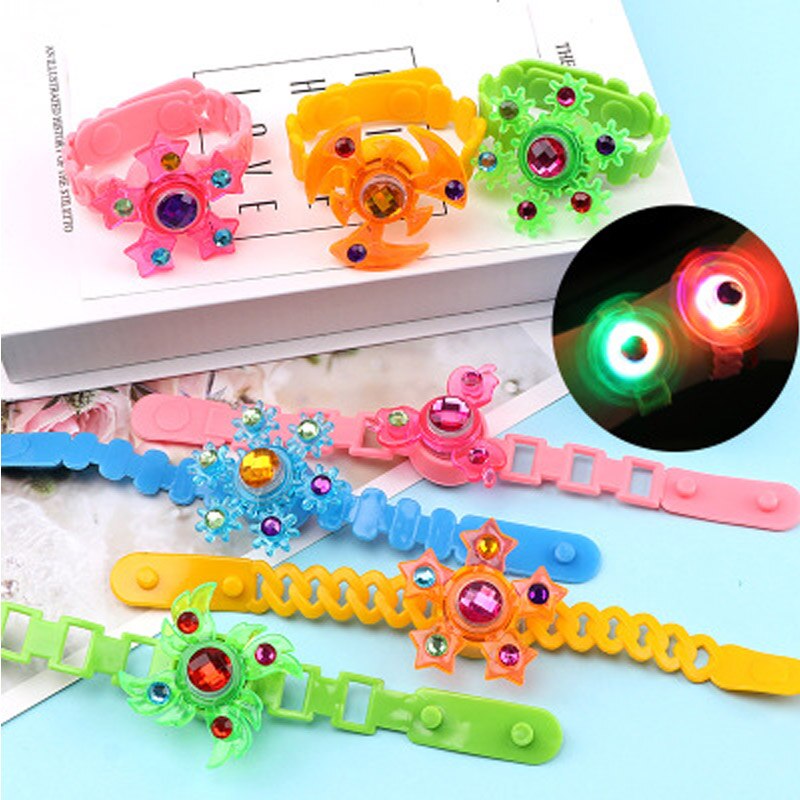 1pcs Finger Spinner Band Manual Rotating Soft Flash Luminous Gyro Bracelet Kids LED Glow In The Dark Game Toys for Children