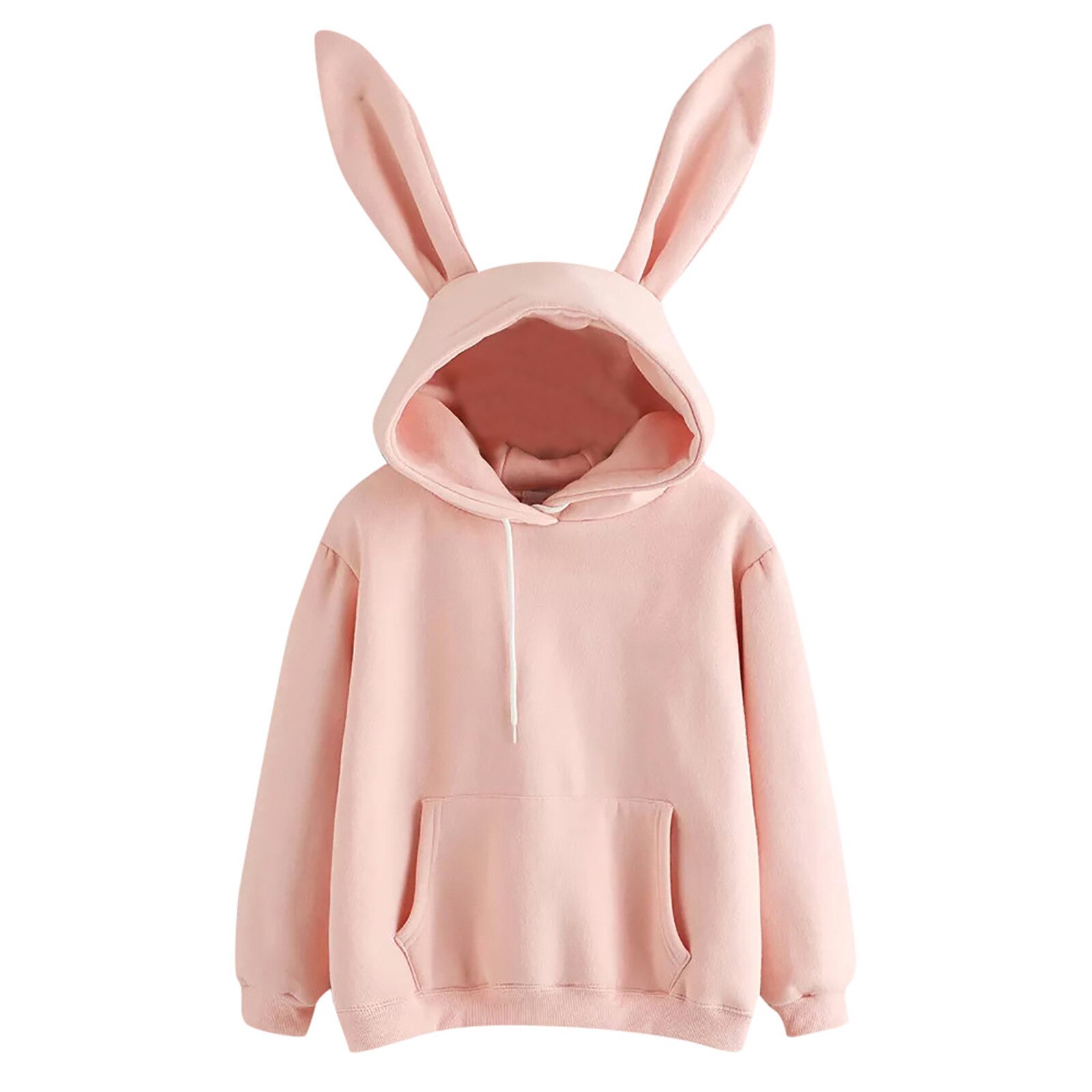 Sudadera de manga larga con capucha de conejo de dibujos animados para mujer, suéter, chaqueta, chaqueta, bonita Sudadera con capucha de conejo para mujer, Otoño e Invierno: M / Pink