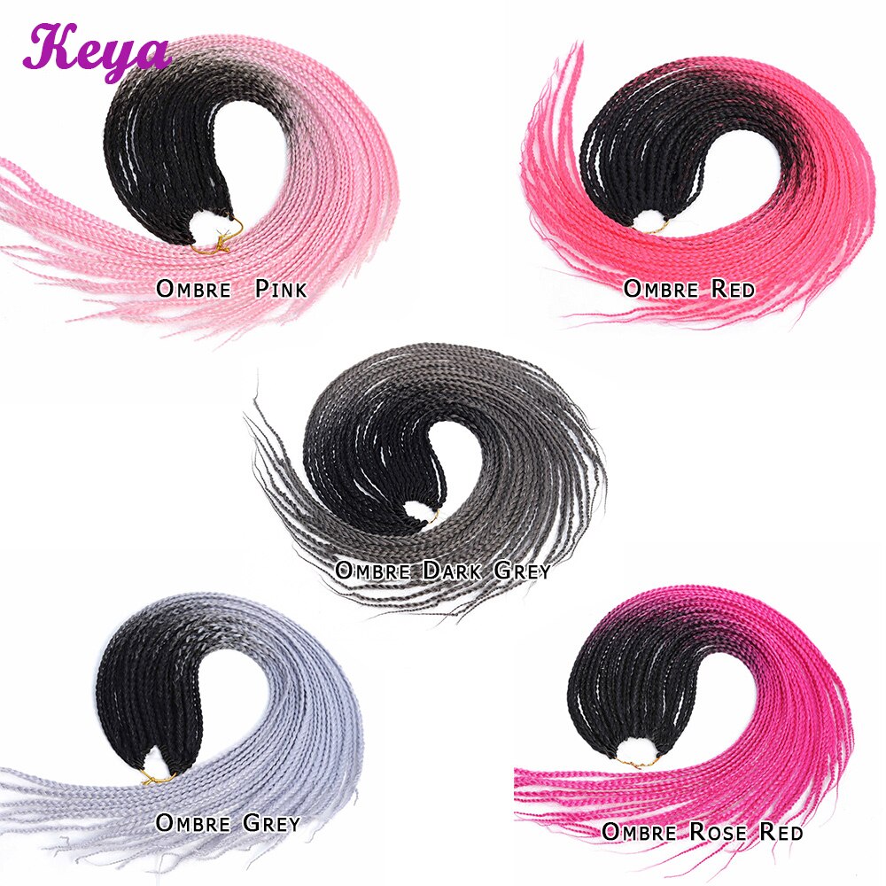 Ombre Pink Crochet Box Braids 24 Strands Synthetic Crochet Hair Extensions 24 Inch Heat Resistant Fiber Braiding Hair