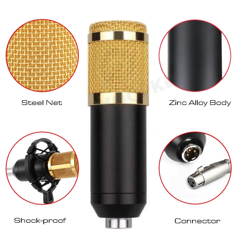 Professionnel Condensador Microfone Bm 800 Microphone with V9 Sound Card for Gaming PC Karaoke Studio Equipment USB Microfono