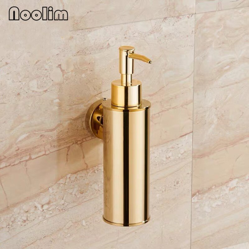 Wall-mounted Stainless Steel Gold Plated Liquid Soap Dispenser Hand Sanitizer Bottle Shower Gel Shampoo Squeeze For Bathroom: Gold B
