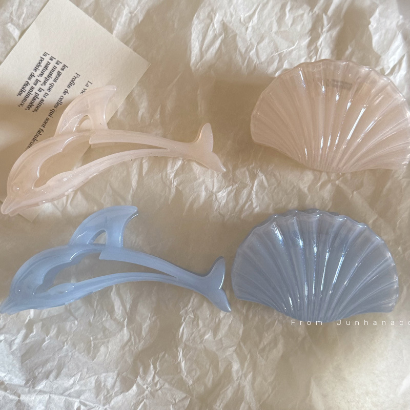 Pinzas en forma de delfín para el pelo para mujer, coleteros lisos y elegantes, accesorios para el cabello a la , para vacaciones de verano