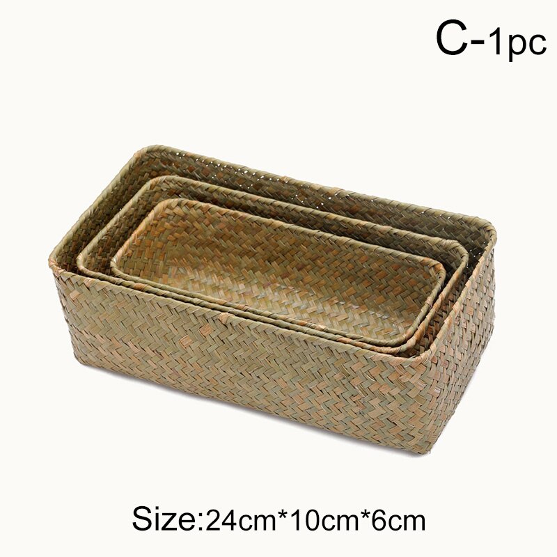 Handgemaakte Stro Gedroogde Bloem Fruit Pot Opslag Mand Rotan Doos Snoep Oortelefoon Organizer Diversen Organizer Home Decor: C