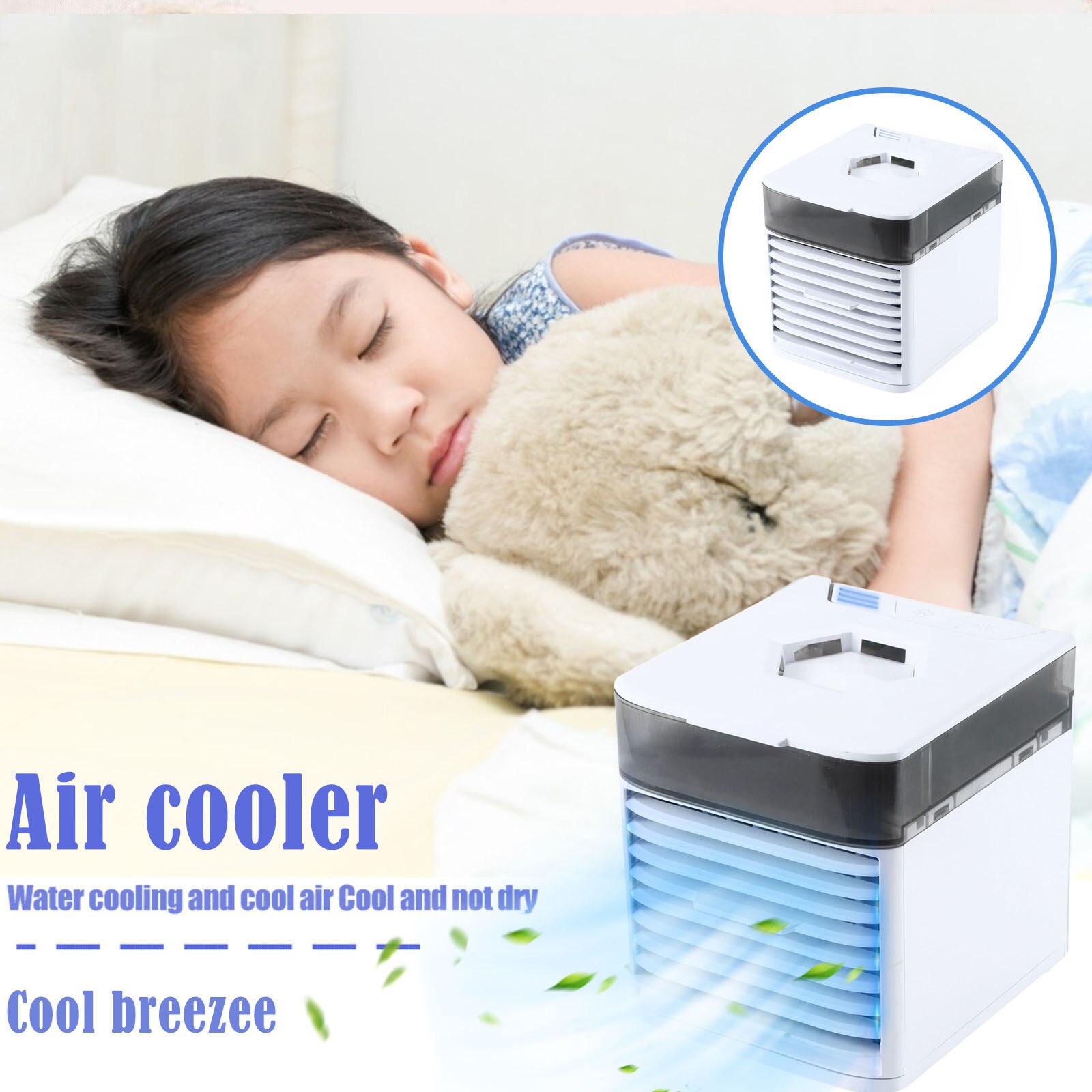 Portable Mini Air Cooler USB Small Air Cooler Ice Crystal Small Air Conditioner