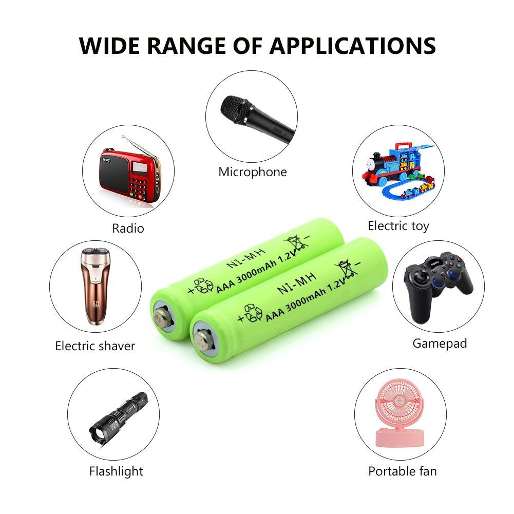 100% 1.2V Nimh Aaa Batterij 3000Mah Oplaadbare Batterij Ni-Mh Batterijen Aaa Batterij Oplaadbare Voor Afstandsbediening Speelgoed