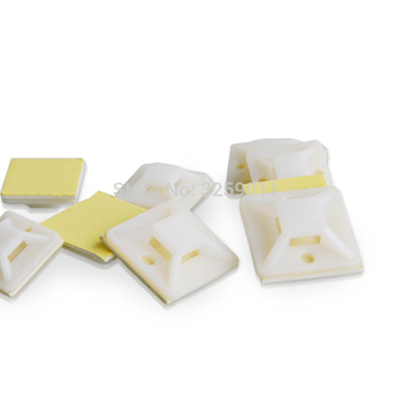 20 stk selvklebende kabelfester 40 mm *40 mm bil nylon metalltråd glipper klipp baseholder fikser organizer selvklebende klemme hvit