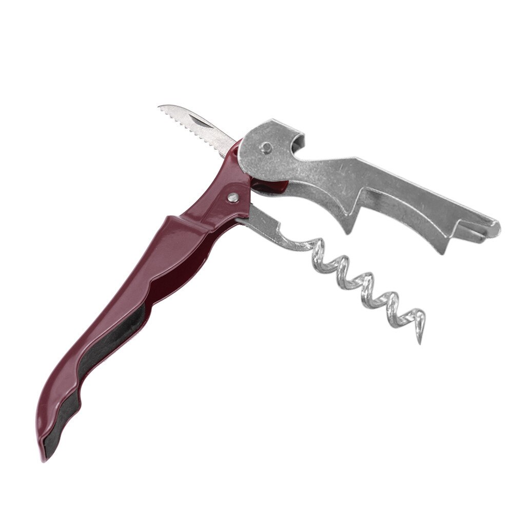 Multifunctionele Wijn Flesopener Carbon Staal Kurk Schroef Corkscrew Draagbare Keuken Bar Flesopener L * 5: Black