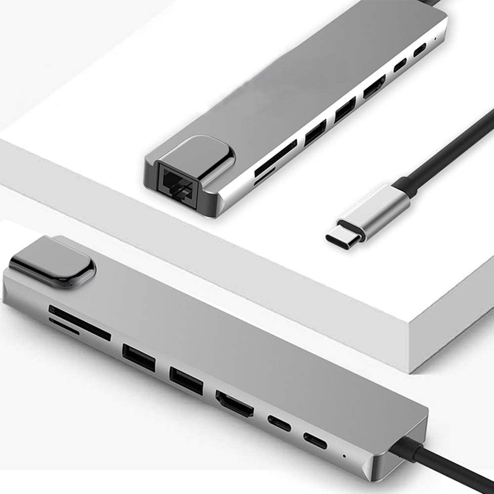 8 In 1 Type C Naar Hdmi-Compatibel Schakelaar RJ45 Usb 3.0 Poort Sd/Tf Kaartlezer USB-C power Voor Macbook Pro 3.1 Usb C Dock Splitter