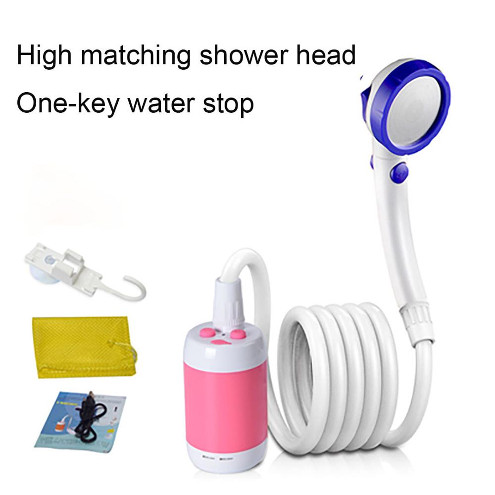 Ducha portátil de alta capacidad para uso en exteriores, ducha recargable para acampar, dormitorio de estudiantes, Ducha de Camping y Mascotas: Pink advanced