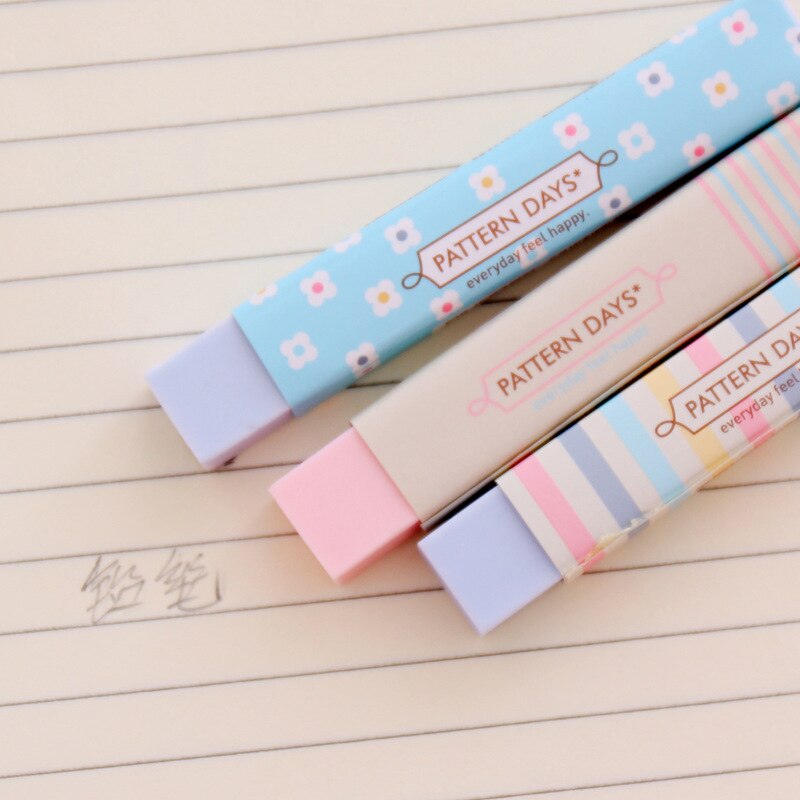 Borrador de lápiz de goma para niño y adolescente, 1 unidad, Kawaii, papelería, rayas, rosa, buen , útiles escolares