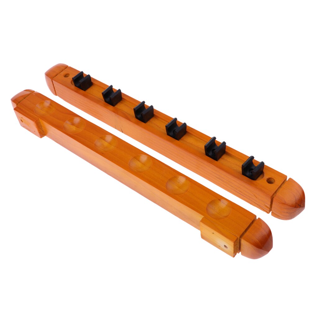 Soporte de pared para billar inglés, estante de madera para 6 palos de billar