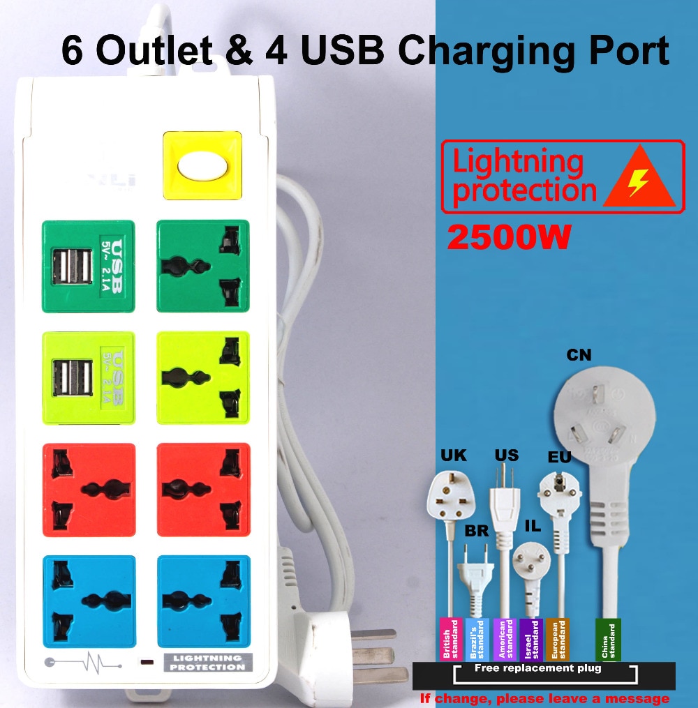 Multi USB charger Lightning protection system plug-in patera with EU UK US type