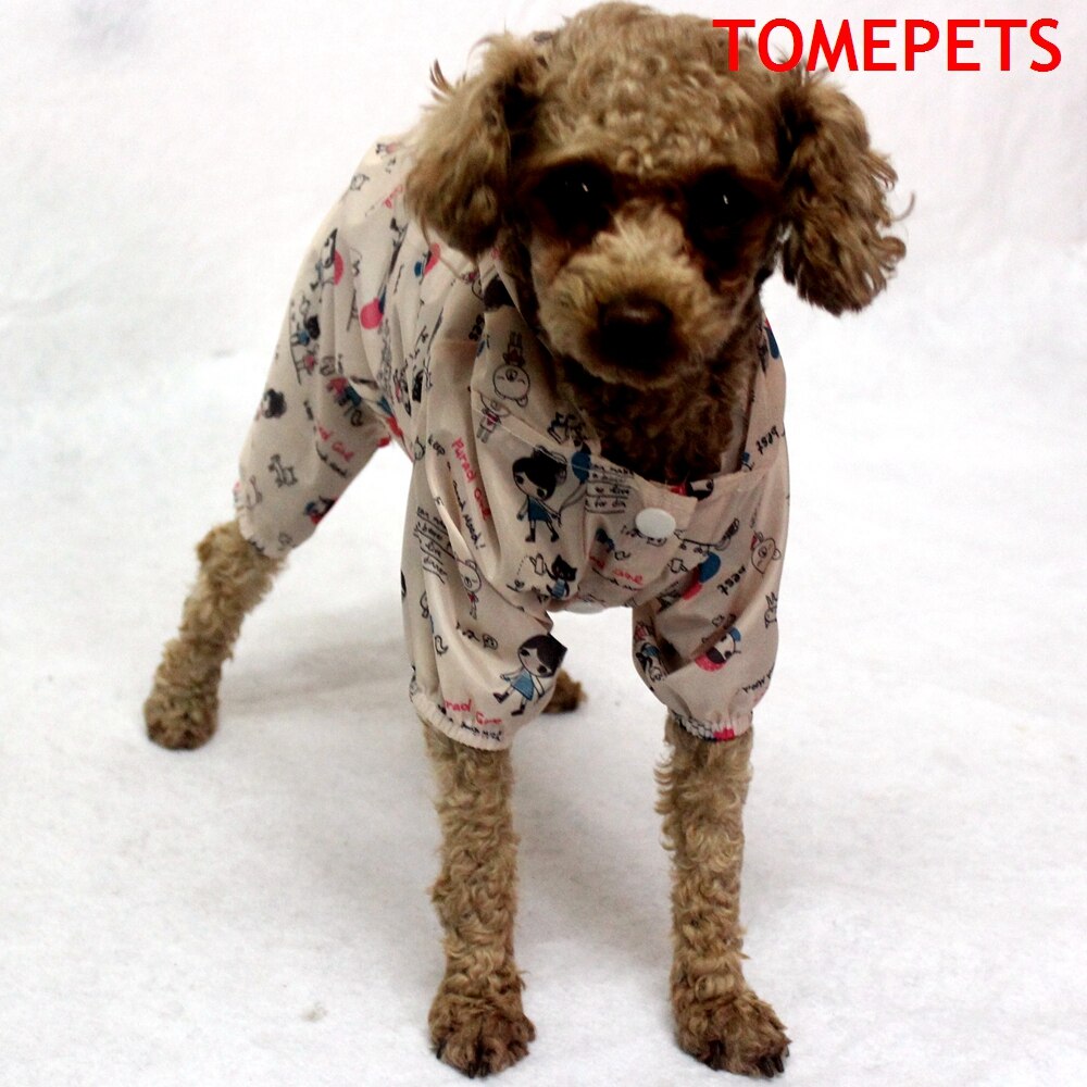 Tomepets Huisdier Regenjas, cartoon Hond Regenjas Pet Kleding Soft Lichtgewicht Waterdicht Voor Kleine Hond Vier Mouwen Regenjas Met Kap