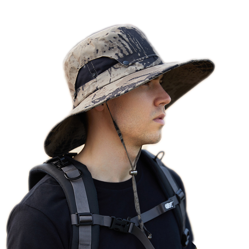 Outdoor Summer Fishing Hats Men Anti-UV Sunshade Breathable Hiking Beach Bucket Hat Male Fisherman Waterproof Quick Dry Cap