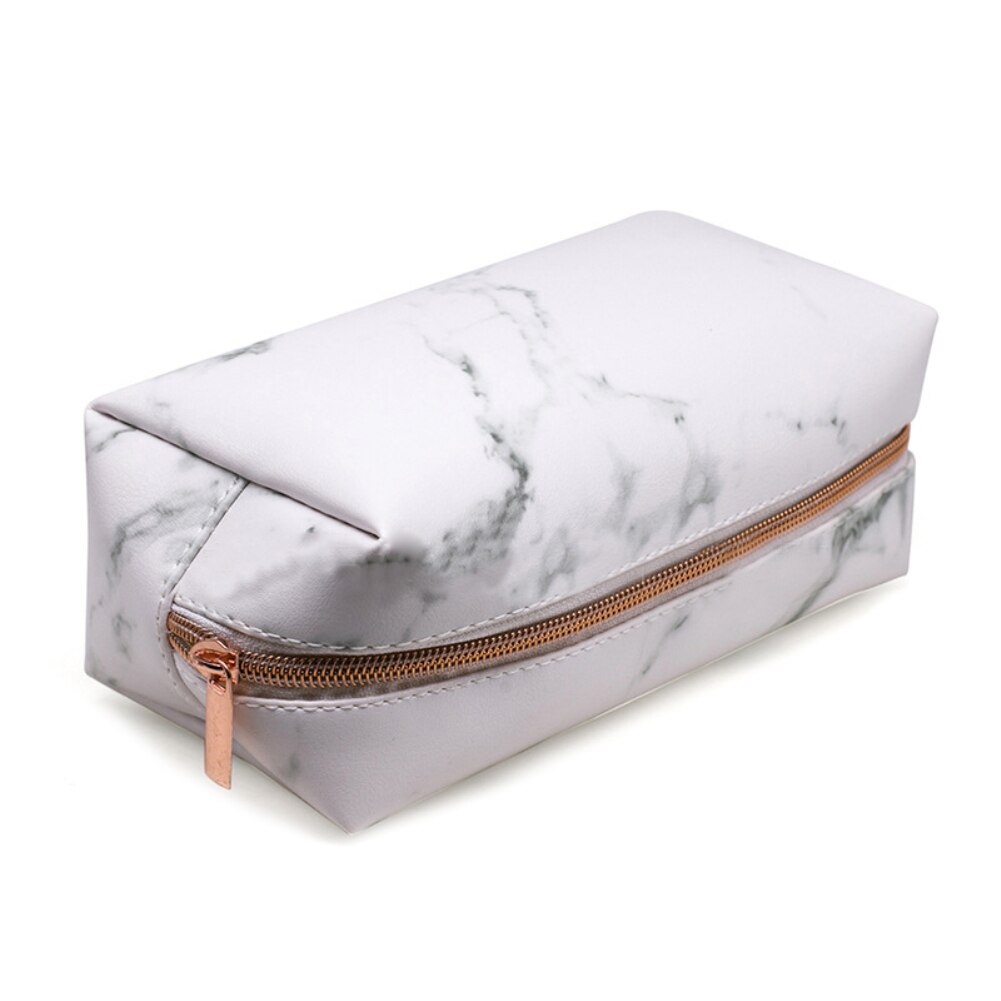 Neceser saco de maquiagem de grão de mármore viagem portátil à prova dwaterproof água maquiagem cosméticos bolsa zip falso couro saco de armazenamento de higiene pessoal