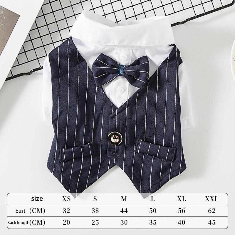 Gentleman Hond Kleding Bruiloft Hond Shirt Tuxedo Jasje Puppy Pet Jurk Kleine Hond Chihuahua Kostuum Zwarte Pet Party Kleding: Navy blue / XXL