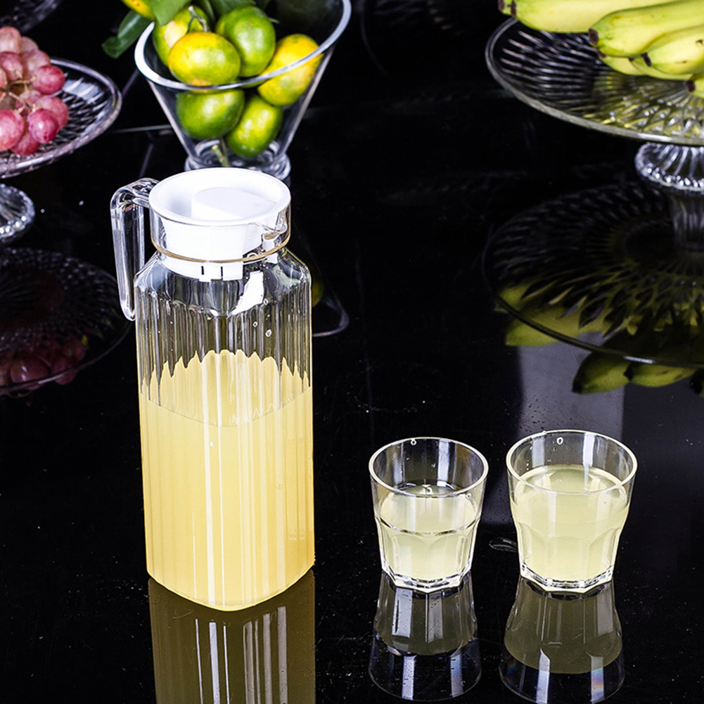 Jarra de jugo de agua de 1,1l, botella transparente de plástico para almacenar jugo fresco y bebidas para cocina, nevera, olla de almacenamiento de bebidas