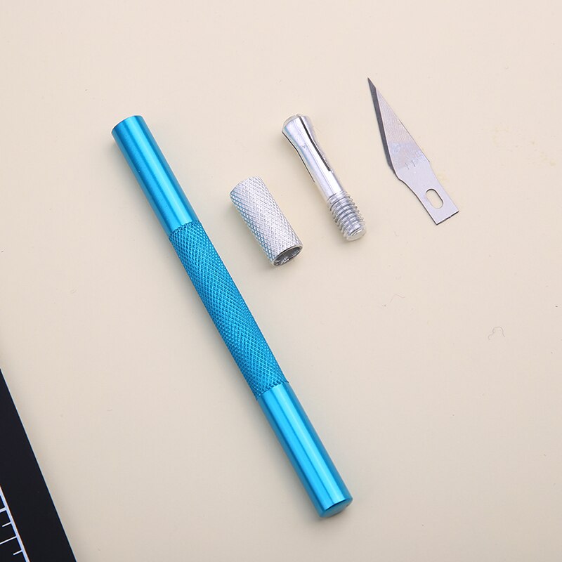 1PC Multi-color Metal Handle Non-Slip Carving Knife With 3Pcs Blade Leather Engraving Knife Set For DIY Repair Hand Tools