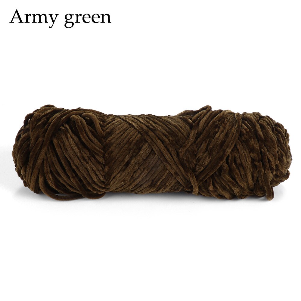100g Hand geweven Garen Fluwelen Garen Getexturiseerde Polyester Gemengd Katoen Suggereren DIY trui sjaal lijn 4 MM- 5 MM Breien Garen Hand: Army Green