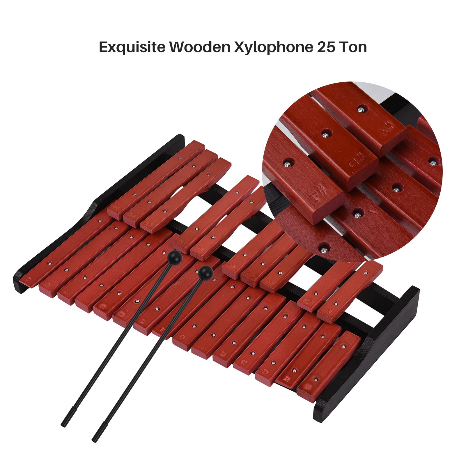noter træ xylofon slagværkspædagogisk musikinstrument 2 køller – Grandado