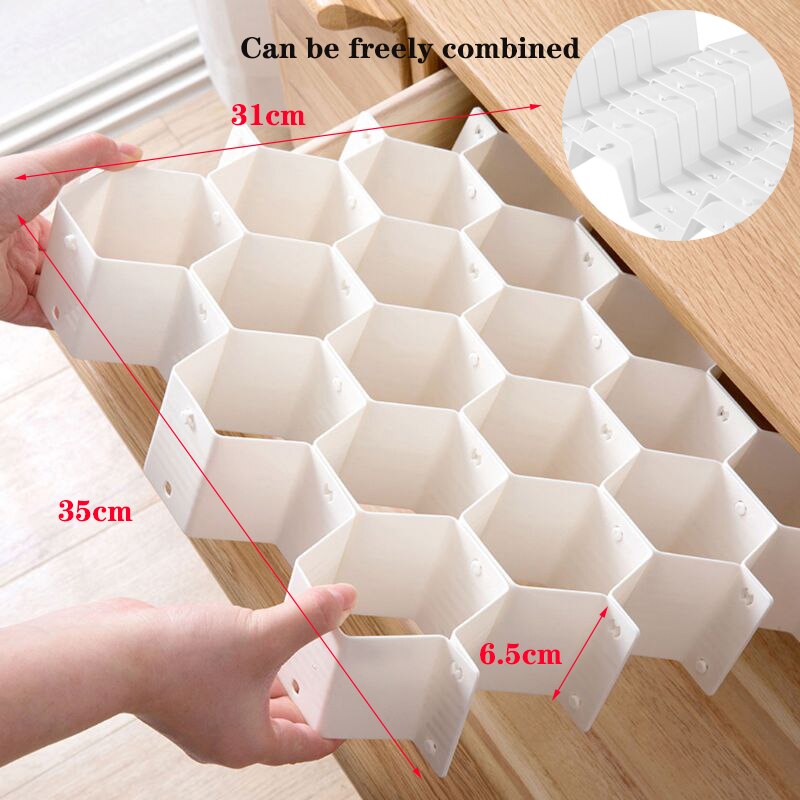 Drawer Dividers, Drawer Divider Organizers 5PCS DIY Plastic Grid Adjustable Plastic Divider Household Storage Makeup: B--White