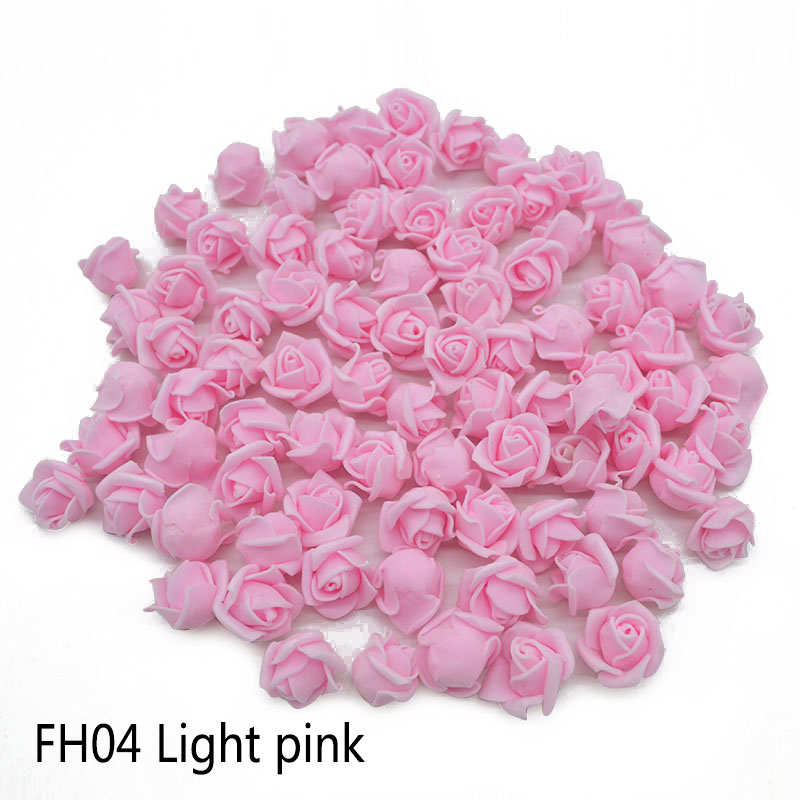 100Pcs/lot 2cm Mini Foam Rose Artificial Flower Heads DIY Craft Decorative Wreath Christmas Wedding Gif Box Decoration: FH04