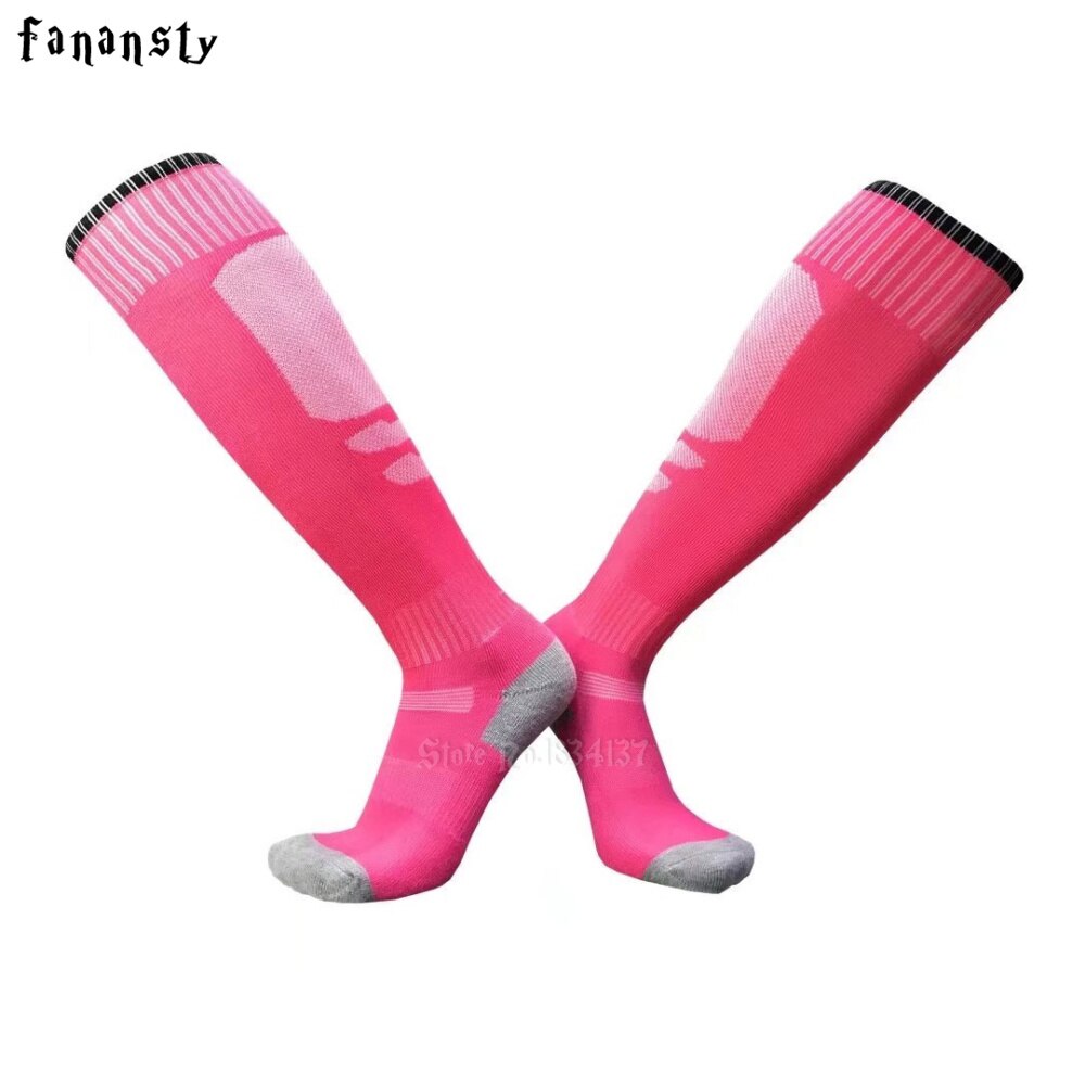 Calcetines de fútbol para hombre y mujer, medias deportivas baratas, transpirables hasta la rodilla, de algodón, para correr, blanco y rojo