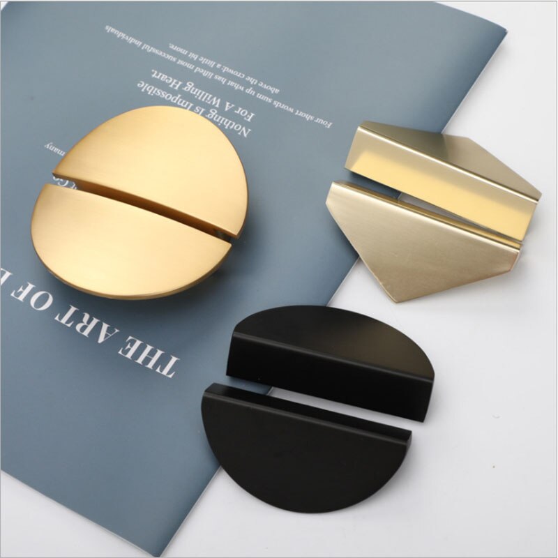 Half Round Drawer Knob Kitchen Cabinet Handles Door Pull Gold Black Copper Brushed Matte Zinc Alloy Triangle Furniture Hardware