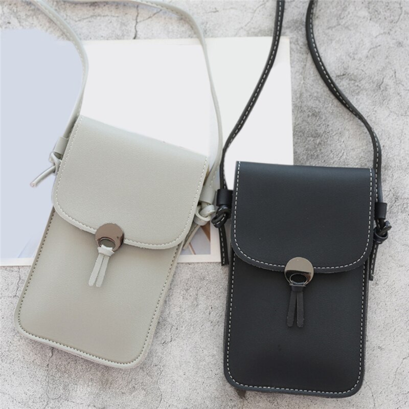 Transparent Touch Screen Retro Simple Mobile Phone Bag Women PU Chain Messenger Bags Small Flap Bag Mini Shoulder Bag