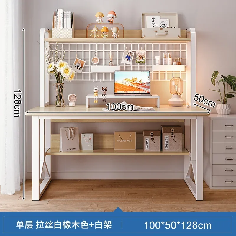 Bureau Desktop Computer Bureau Boekenplank Geïntegreerd Bureau Eenvoudige Slaapkamer Student Leren Schrijftafel Home Des: Lichtgrijs