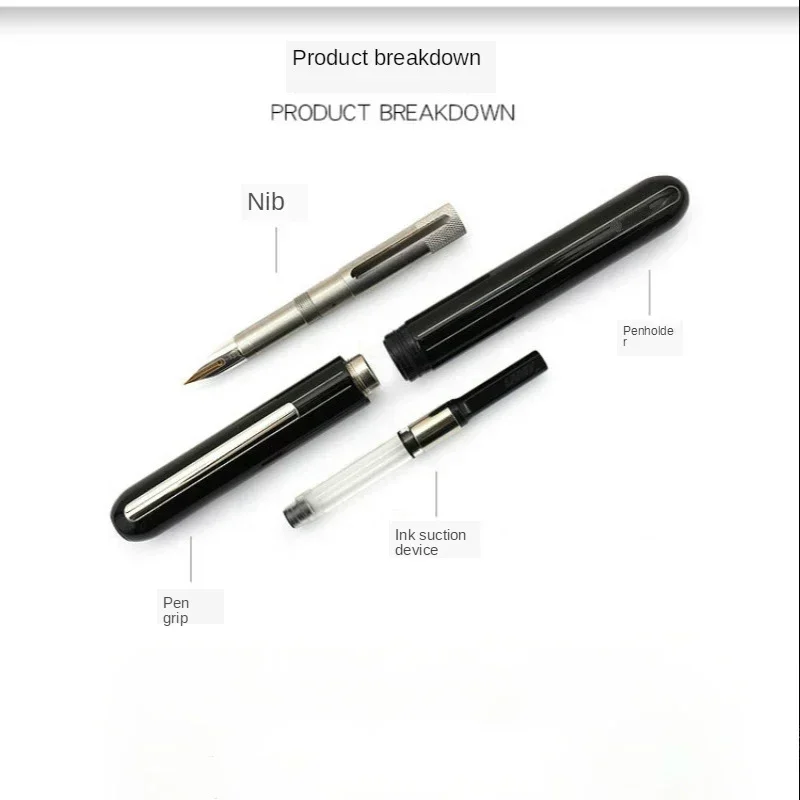 Penna stilografica wakaka red dot award dialog focus 3, penna a scatto con inchiostro e pennino in titanio nero e 14k punte in oro